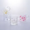 Glass simple girl heart gold heart-shaped cup pattern high boron silicon heat-resistant handle glass juice cup coffee mug 210804