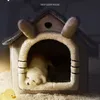 Składany Głęboki Sen Kot Dom Kryty Zima Ciepły Przytulny Kennel Namiot Chihuahua Gniazdo Poduszki Produkty wymienne Kosz 210924