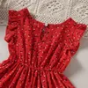 Lace sleeve Baby girl vest Floral Dress red color chiffon new design children girls skirts
