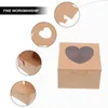 Present Wrap 20st Hjärtformat Kraft Paper Packing Boxes Square With Window (Light Brown)