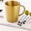 300ML Stainless Steel Mug Double Insulation Coffee Cups Household Simple Water Cup With Handle 4 Colors SEAWAY BBF14159