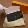 Scatola originale Portafoglio in pelle Donna Pochette di lusso Hasp Lungo Litchi Modello Portamonete Marca femminile Colori solidi Moda Telefono sottile Regalo per ragazze