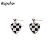 Necklace Earrings Set & Ropuhov 2022 925 Silver Needle Drop Oil Love Lovely Sweet Plaid Heart Joker Clavicle Chain Women