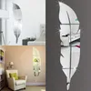 Adesivos de parede Espelhos 3D Removível Pena Espelho Decalque Art Sala de Casa Decoração DIY TV Fundo