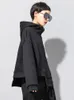EAM Löst passform Asymmetrisk överdimensionerad sweatshirt Huven långärmad kvinnor Big Size Fashion Spring Autumn 19A-A527 220314