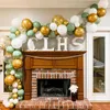 119 stks Vintage Groen Wit Gouden Latex Ballon Garland Arch Kit voor Kinderen Jungle Verjaardag Party Baby Shirt Huwelijksdecoraties 210626