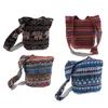 Förvaringspåsar markerade bohemiska hippie crossbody väska bomullshobo sling handgjorda dragkedja messenger axel rese shopping tote