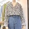 Korean Fashion Leopard Blouse Women Buttoned Shirts Spring Simple Casual Blusas Mujer All Match Long Sleeve Women Tops 210514