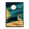 Obrazy Złote Art Deer Money Tree Picture Islamic No Rame Streszczenie Księżyc Płótno drukowanie plakat Still Life327z