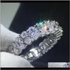 Ringen Drop Levering 2021 Vintage Mode-sieraden Princess CZ Diamond Eternity Iced Out Out Bruiloft Engagement Ring voor Dames Gift TDZ14