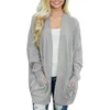 Kvinnor Long Cardigan med fickor Storstorlek Stickning Tröjor Vinter Kläder Pull Pull Femme Manche Longue Fall Fashion RZ * 210922