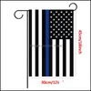 Banner Festive Supplies Home 30 * 45Cm Bandiere di paesi della polizia americana Decorazione per feste Linea blu Usa Bandiera da giardino a strisce rosse bianche nere Vt063