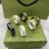 2021 Luxe ring keramische ringen liefde patroon plated 18 k gouden mode paar ring matching geschenkdoos