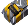 Yellow White Striped Necktie 100% Silk Tie Handkerchief Brooch Set Business Wedding Cravat Gift For Men Gravatas DiBanGu