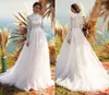 2022 vestido de noiva muçulmano mangas compridas lace apliques princesa vestido nupcial boho uma linha vestidos de noiva vestidos de noiva robe mariage