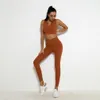 Kobiety 2 Piece Workout Outfit Biustonosz bezszwowy Legginsy Joga Gym Activewear Set Running spodnie Mościć sportowe pas Spodnie