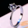 Luxury Female Small AAA Zircon Stone Ring Real 925 Sterling Silver Engagement Ring Solitaire Wedding Rings For Women X0715