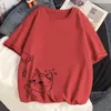 100% coton été surdimensionné T-shirt Harajuku y2k chat mignon dessin animé Anime lâche Ulzzang T-shirt à manches courtes femmes vêtements hauts Y0629