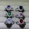 Princess Ring Engagement Real 925 Sterling Silver Birthstone AAAA CZ Royal Wedding Band Rings for Women Brud Accessories3583889