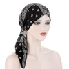 Female 2022 New fashion print woman turban hat soft elastic flowers lady muslim headdress wrap head scarf hijab caps turbante