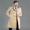 Gabardina para hombre primavera otoño abrigo largo para hombre ropa de doble botonadura abrigo ajustado manga 2021 diseñador