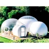 Tenda a bolle trasparente gonfiabile personalizzata, hotel di lusso all'aperto a doppio tunnel a cupola da giardino ad aria 360 per globi di neve in casa da campeggio in famiglia