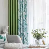 Blue Banana Leaf Printed Curtains For Living Room American Pastoral Leaves Window Drapes Bedroom Balcony #VT Curtain &