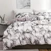 Ensembles de literie X23 Mirco Fiber Marble Print Set Housse de couette nordique Lit double Maison Couette confortable et douce avec taies d'oreiller