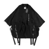 Hommes veste pour Hip Hop Jacker point ouvert mince manteau coupe-vent Streetwear rubans japonais samouraï lâche coton 211217