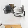 Kitchen Storage Bathroom Accessories Shelf Shower Wall Mount Shampoo Holder With Suction Cup No Drilling Desk organizer 211112