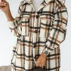 Fashion Designer Women Wool Long Coat Button Lapel Casual Warm Plaid Woolen Jacket Blends Clothing 2022