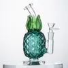 Gros verre épais ananas Bong narguilés 7 pouces d'épaisseur recycleur conduites d'eau bulle 14mm joint jaune vert huile Dab Rigs avec bol