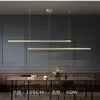 Pendant Lamps Golden Strip Dining Room Chandelier Simple Modern Minimalist Kitchen Nordic Word Lamp