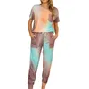 Zomer tracksuits vrouwen casual twee stukken set mode tie kleurstof vrije tijd sluipaard luipaard short mouw t-shirt broek pakken slaapkleding damesstuk