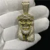 HIP HOP ICED OUT LA Collier pendentif Jesus Gold Silver plaqué Full Zircon Mens Bling Jewelry Gift4083408