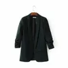 Jas vrouwen blazer verticale vouw vrouwelijke jassen blazer feminino chaqueta mujer 6 kleuren jas lente 210930
