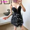 LDYRWQY Summer Korean Fashion Sexy Polka Dot Slim Strapless Off-the-shoulder Dress Office Lady 210416