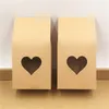 Kraft Paper Packing Bags with Heart Square Shape Window Baking Cookies Nuts Storage Bag Party Gift Food Container