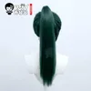 HSIU Anime Jujutsu Kaisen Cosplay Maki Zenin Perücke dunkelgrüner Pferdeschwanz kurzes Haar + kostenlose Geschenkmarke Perückenkappe Y0913