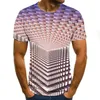 T-shirt da uomo 2021 T-shirt casual alla moda 3D Swirl stampato Summer O-Collo Manica corta divertente quotidiana