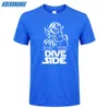 JOIN THE DIVE SIDE DARK Underwater Funny Printed T Shirt Cotton Short Sleeve O-Neck Men's Clothing Brand Top Tee-Shirt Plus Size 210629