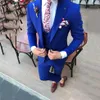 Classic Style One Button Royal Blue Groom Tuxedos Peak Lapel Wedding/Prom/Dinner Groomsmen Men Suits Blazer (Jacket+Pants+Vest+Tie) W1476
