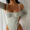 Seksi Katı Halter Slash Omuz Tulumlar Casual Kadınlar Ince Bodysuits 1 Parça Moda Kadın Giyim Streetwear Yaz 210604