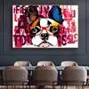 Pósteres abstractos de animales con grafiti, pintura en lienzo, cuadros divertidos de perros, impresiones en lienzo, arte de pared para sala de estar, decoración moderna para el hogar