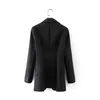 Kadın Moda Katı Renk Geri Finale Blazer Rahat Tek Düğme Uzun Kollu Yaka Ofis Zarif Bayanlar Suits Ceketler 210521
