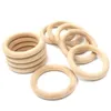 68mm (2.68INCH) Natur Trä Ring Teether Montessori Baby Toy Organic Infant Tanding Toy Tillbehör Halsband DIY Baby Teether