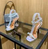 Resmi Kalite Amina Terlik Ayakkabı Kristal-süslemeli Arkası Açık Açık Toka Pompalar Muaddi Restocks Begum Arkası Açık Iskarpin 10 cm Yüksek Topuk