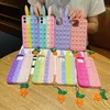 Rabbit Pop It Push Bubble Phone Cases para Iphone 13 12 11 PRO MAX 6 7 8 Plus Fidget Reliver Stress Funda de silicona 50pcs / lot