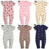 Été Bébé Filles Garçons À Manches Courtes Barboteuses Zipper Vêtements Nourrissons Ours Imprimer Body Toddler Combinaisons Nouveau-Né Infantile Coton Vêtements M4051