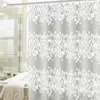 Banyo Su Geçirmez Duş Perdesi Kanca Ile Set Beyaz Çiçek Asma Baskı Küf Proof Perdeler Saydam Banyo Ekran Dekor 210609